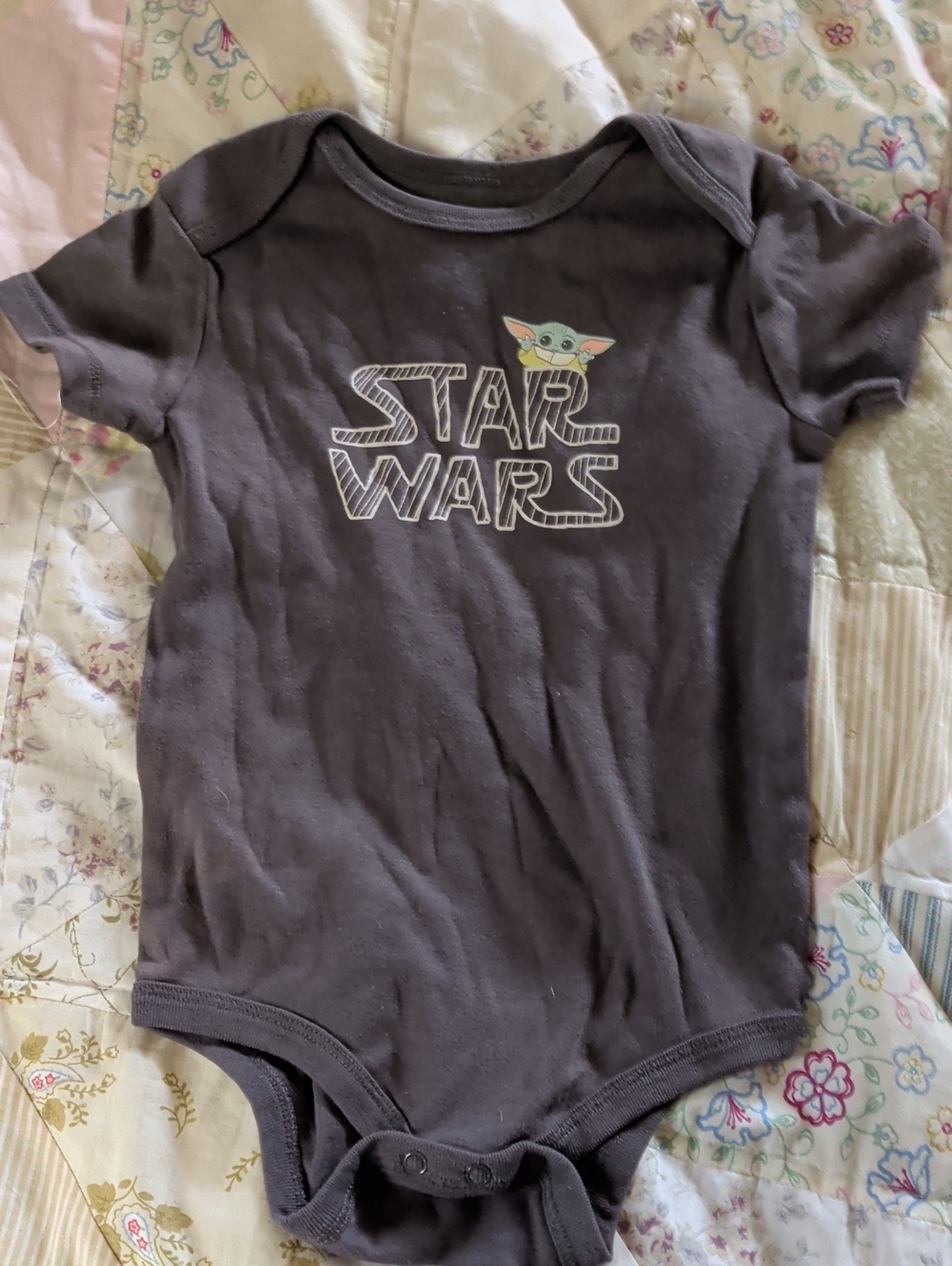 Star Wars Grey Baby One-Piece Bodysuit with Grogu Graphic